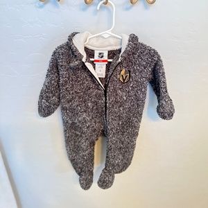NHL Infant Las Vegas Golden Knights Nap Teddy Fleece Footed Black Onesie